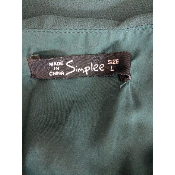 SIMPLEE Green Faux Wrap Full Length Dress Sz Lg - Picture 7 of 9